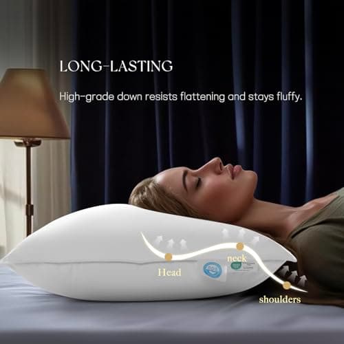 Acnalboma Luxury Goose Down Pillow King, Hotel Quality Bed Pillows for Sleeping, 900+ Fill Power, Premium Feather Pillow Fluffy Soft Down Pillow, 400 Count Cotton Shell, 1 Pack, 20"x36" - Thumbnail 5