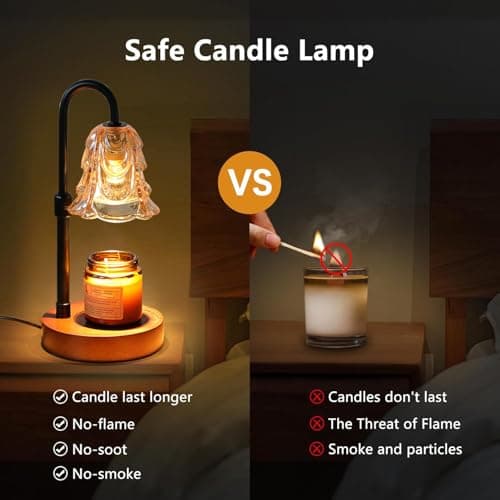 ANFOOS Candle Warmer Lamp with Timer and Dimmer, Adjustable Height Flameless Wax Melter for Jar Candles, 4-Level Brightness Control Electric Candle Warmer with 2 Bulbs, Home Decor Gift - Thumbnail 5