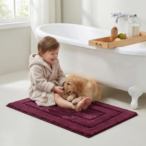 GRANNY SAYS Bathroom Rugs Non Slip, 24"x 36", Bath Rugs for Bathroom Washable, Bath Mats for Floor, Microfiber Bath Mat for Tub, Absorbent Bath Rugs for Shower Room, Strawberry Red - Thumbnail 4