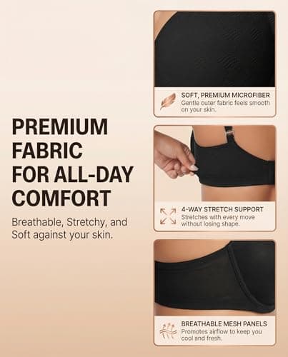 Women's Jacquard Full Coverage Minimizer Bra, Unlined Cups, Underwire Natural Shape & Smooth Fabric for a Sleek Silhouette Under Clothes Black 38DD - Thumbnail 5