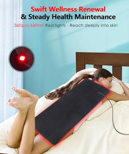 Red Light Therapy Pad for Body, 60W LED Red & Infrared Light Device Mat with 660nm & 850nm Wavelengths for Waist Back Shoulder Muscle Pain Relief FSA Eligible - Thumbnail 3