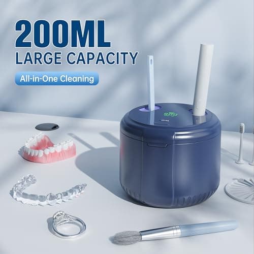 45kHz Ultrasonic Retainer Cleaner Machine, 200ML Dental Cleaning Pod for Dentures, Aligners, Invisalign, Mouth Guards, Night Guards, Jewelry, Toothbrush (Blue) - Thumbnail 5