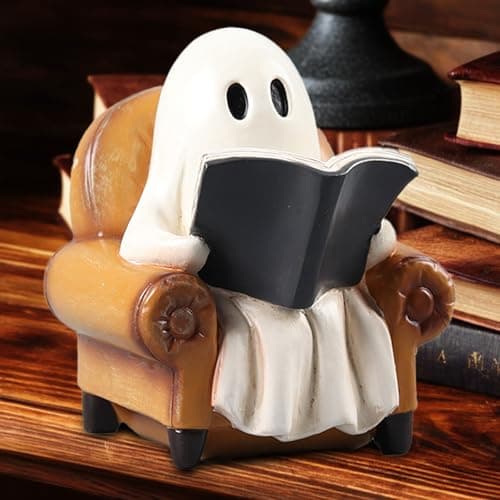 Halloween Decorations Indoor Ghost Reading Book Figurines Ghost Decor - Image 1