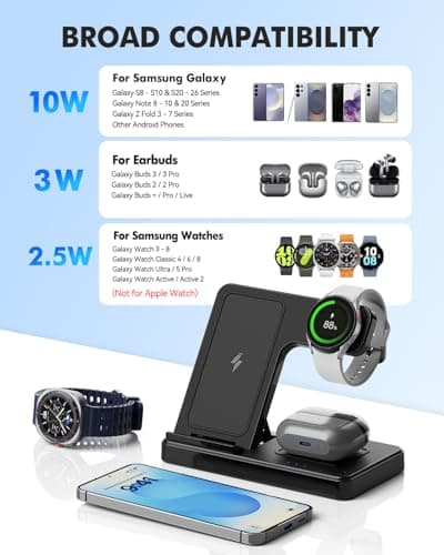 3-in-1 Charging Station for Samsung, Foldable Wireless Charger Stand - Thumbnail 2