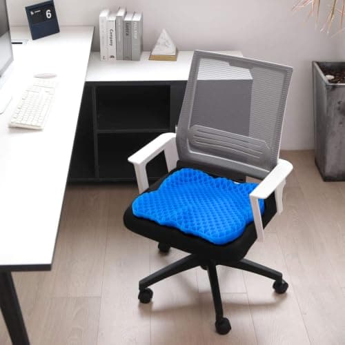 Cooling Gel Seat Cushion, Thickened Big Breathable Honeycomb Design Absorbs Pressure Points Gel Cushion with Anti-Slip Cover Cooling Seat Cushion for Office Chair Home Car Seat Cushion for Wheelchair - Thumbnail 3