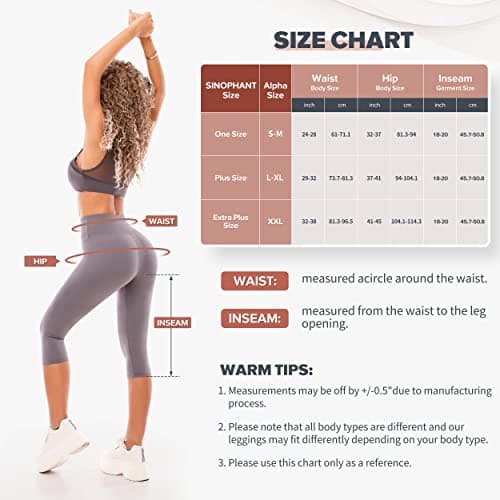 SINOPHANT High Waisted Leggings for Women - Full Length Capri Buttery Soft Yoga Pants for Workout Athletic(Capri Burgundy,S-M) - Thumbnail 6