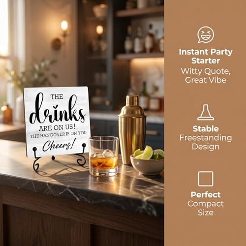 Bar Decorations for Home, Kitchen Outdoor Bar Decorations, Home Bar Decor Accessories,Man Cave Accessories Bar Signs for Home Bar Decor(5 x 5 inches). - Thumbnail 3