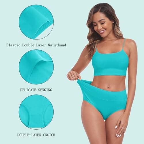 IWOLLENCE Womens Cotton Postpartum Underwear High Waisted Full Coverage Panties Plus Size & Regular - Thumbnail 3