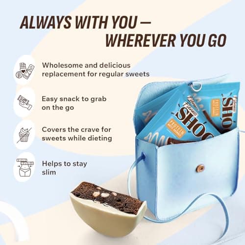 Fitness SHOCK Cookie Cream Protein White Brownie - No Added Sugar, 7.5g Protein, Low Carb Guilt-Free Dessert - 0g Added Sugar, 10g Net Carbs, 5g Fiber, Non-GMO - 10 x 50g - Thumbnail 5