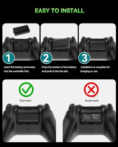 Bcofo Rechargeable Battery Pack for Xbox Series X|S/One, 2 Pack 4440mWh 3.7V Battery Pack for X-Box One/S/X/Elite All Xbox Controllers Supports Use While Charging (Includes 2 Batteries Only) - Thumbnail 6