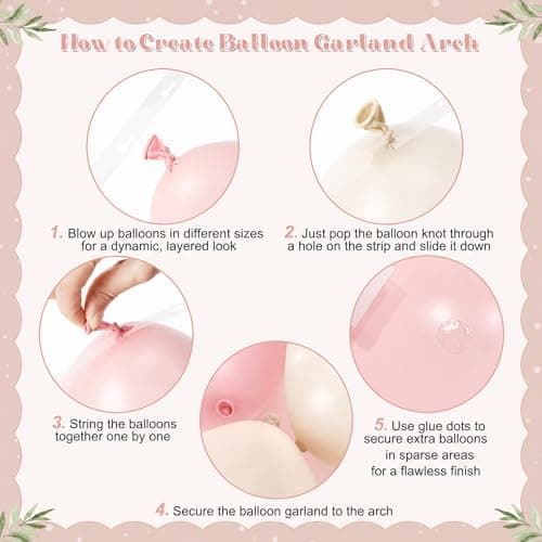 Pink Balloon Arch Kit 124Pcs Pink and White Balloon Arch Garland Kit Pastel Light Pink Sand White Balloons for Baby Shower Wedding Bridal Shower Anniversary Birthday Party Decorations - Thumbnail 6