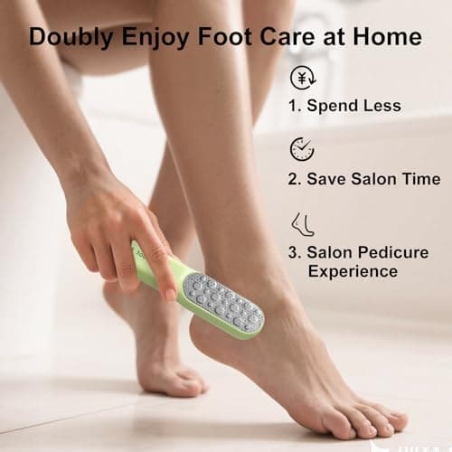VISDOLL Double-Sided Stainless Steel Foot File, Foot Callus Remover & Foot Scrubber, Professional Pedicure Tool for Dry & Wet Feet, Safe Hard Skin Remover for Sensitive Feet, Green (Ergonomic Grip) - Thumbnail 5