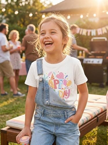 Birthday Girl Shirt for Girls Cute Graphic Tee Short Sleeve Casual Top for Kids Age 5-14 Birthday Party Outfit - Thumbnail 5