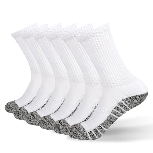 Ycets Men's Crew Socks, Thick Cushion Moisture Wicking Warm Cotton Running Hiking Athletic Stretch Breathable Long Socks for Men,6 Pairs - Image 1