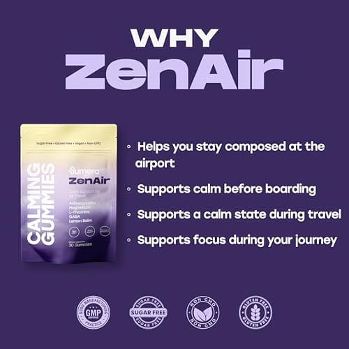 Calming Gummies for Travel | Jet Lag Relief & Remedy Gummies | Airplane Travel Essentials | Long Flight Must Haves | GABA, L-Theanine, Ashwagandha, Lemon Balm & Magnesium | Sugar Free, 30 Count - Thumbnail 3