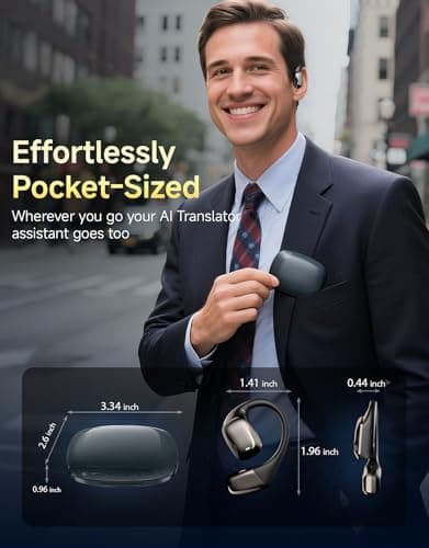AI Translation Earbuds Real-Time, 144-Language Translator Earbuds with 6 Translation Mode, Audifonos Traductores Inglés Español, Wireless Translating Earbuds for International Travel, Business - Thumbnail 4