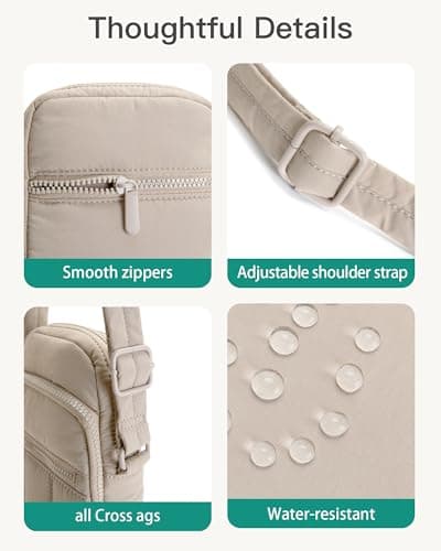 Gitus Mini Crossbody Bags for Women Puffer Cross Body Purses Small Travel Cell Phone Bag with RFID Blocking Card Slots Gifts for Women Mother Mum (Beige) - Thumbnail 6
