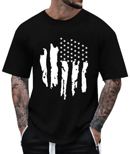 KESIHAN American Flag Shirt Patriotic Shirts for Men Crewneck Casual Mens Vintage 4th of July Graphic Tees - Thumbnail 3