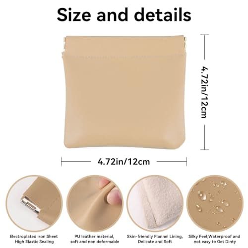 AUCCNT 4 PCS Small Makeup Bag for Purse, Mini Portable Cosmetic Pouch for Women, Coin Purse Lipstick Cosmetic Accessories Organizer, Travel Storage Pouch, Black, Pink, Light green, Apricot - Thumbnail 2