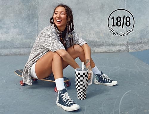 DLOCCOLD 40 oz Tumbler with Handle & Flip Straw, Car Cup Holder Friendly, Leak Resistant Water Bottle, Reusable Insulated Modern Stainless Steel Tumbler, Gifts for Women & Men, Pink Sugar - Thumbnail 5