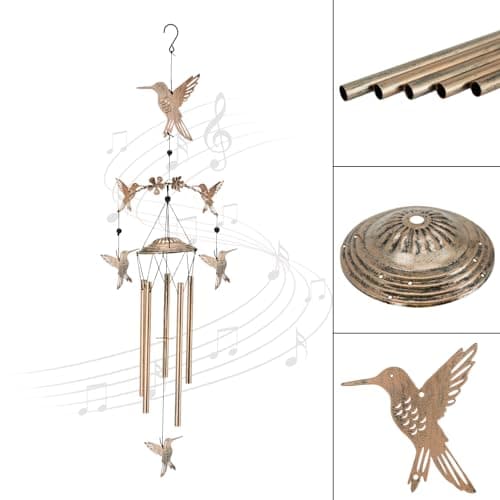 Wind Chimes for Outside Garden Decor - Hummingbird for Mom, Birthday Gifts for Women, Memorial Gifts, Housewarming Gifts, Yard or Patio Deals - Thumbnail 2