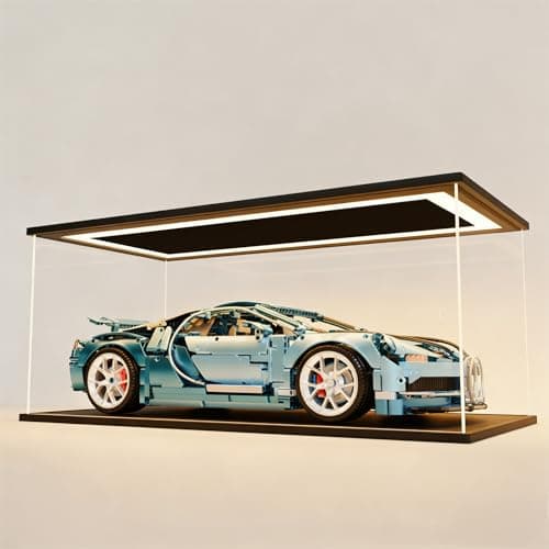Sheenory Clear Acrylic Display Case with LED Lights,Dustproof Showcase Display Box for 1/18,1/24 Scale diecast Model Cars,lego Cars,Collectibles - (1/24 Scale 11 x 6.2 x 5.1 inch , 28x16x13cm) - Image 1