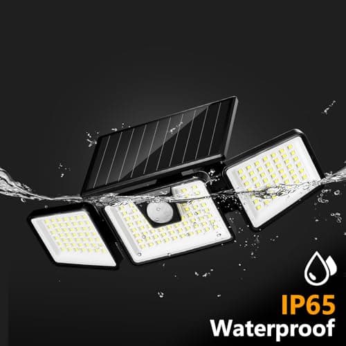 INCX Solar Lights Outdoor Waterproof, 3000 LM 156 LED Motion Sensor Outdoor Lights, 3 Heads Solar Powered Security Flood Light Motion Detected Spotlight for Patio Garage Yard Entryways, 2 Pack Black - Thumbnail 4