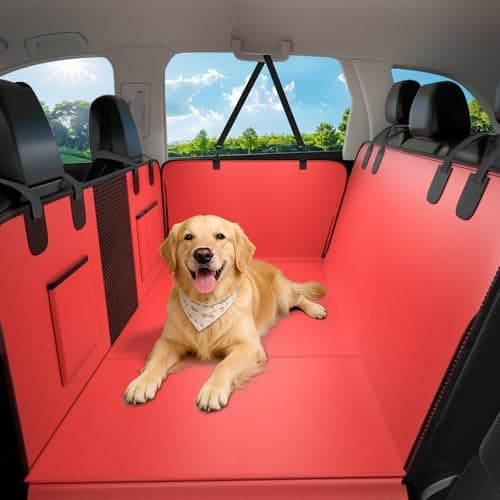 JKLESA Hard Bottom Dog Car Seat Cover for Back Seat, 52"x65" Waterproof PU Leather Hammock with Side Flaps, Non-Slip Heavy Duty Protector for SUVs & Mid-Size Trucks, Supports Up to 450 lbs – Burgundy