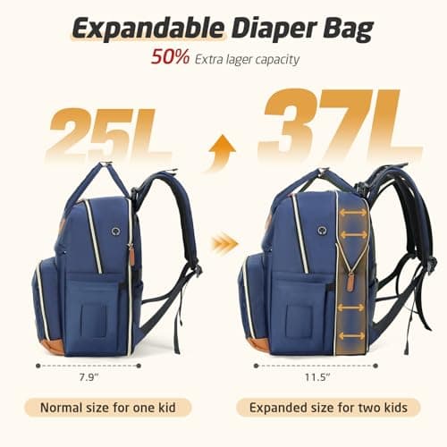 Tonyeee Diaper Bag Backpack, Extra Large Baby Diaper Bag for 2 Kids Twin - Thumbnail 2