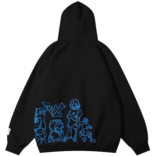 Aelfric Eden Mens Graphic Oversized Hoodie Cartoon Character Print Streetwear Casual hoodies y2k Hooded Sweatshirt - Thumbnail 2