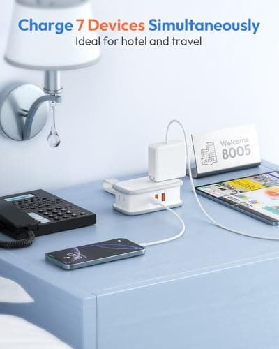 NTONPOWER 20W Travel Power Strip, Travel Essentials Cruise Approved Power Strip Non Surge Protector 4 Outlets 3 USB(1 USB-C) with 4FT Wrapped Extension Cord Flat Plug, Cruise Essentials 2026 - Thumbnail 4