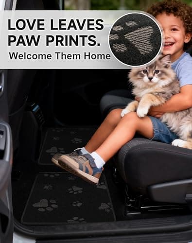 Universal Fit Waterproof Cute Dog Paw Car Floor Mats, Anti-Slip Backing & Adorable Paw Print Design, All Weather Car Mats, Automotive Floor Mats, Full Set of 4 (Gray) - Thumbnail 6