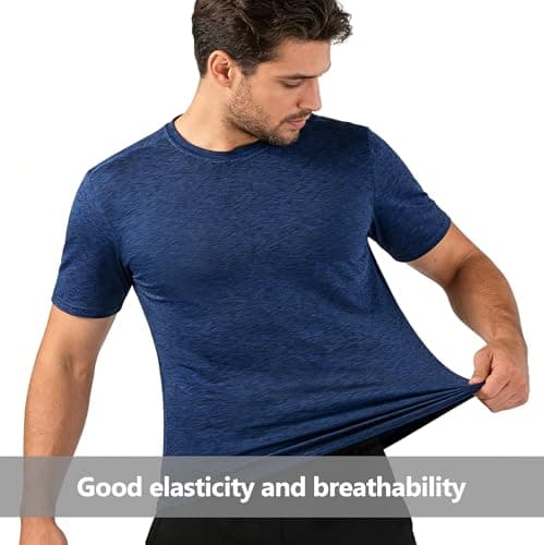 AJGAI 2&5 Pack Men's Sports T Shirts,Crew Neck Breathable Quick-Dry Short Sleeve, Lightweight Tee for Athletic Running - Thumbnail 3