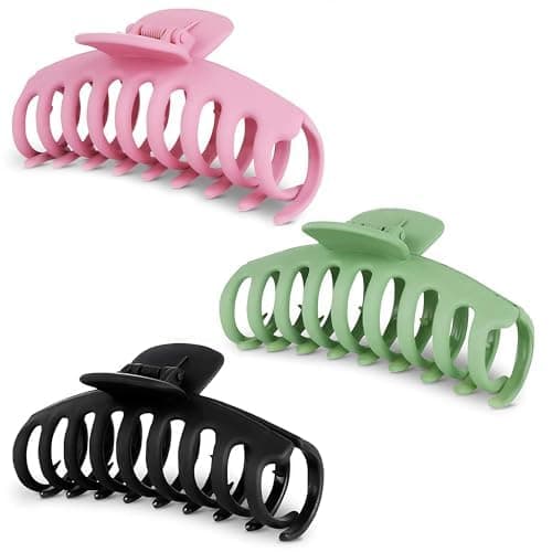 3 Pcs Claw Hair Clips for Women - 4.33" Medium Hair Claw Clips for Thin & Fine Hair, Lightweight Design with Rounded Edges, 180° Wide Opening - Comfortable Hold for Buns, Half Up Styles & Daily Wear - Image 1