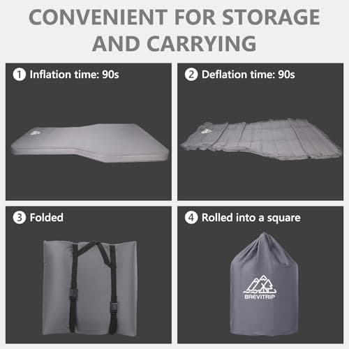 BREVITRIP Camping Air Mattress Tesla Model Y Mattress 4" Ultra Thick Tesla Model Y Air Mattress Self Inflating Sleeping Bed with Pump Portable SUV Air Mattress Car Bed Camping Gray - Thumbnail 5