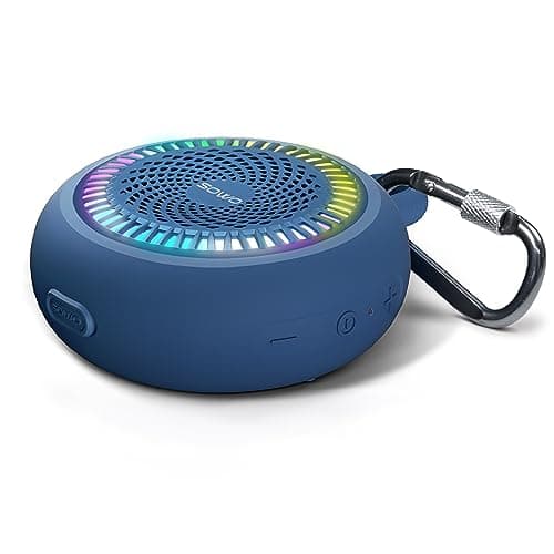 SOWO Shower Bluetooth Speaker Waterproof - Small Portable Wireless Clip Speaker with Louder Volume and Powerful Bass - Colorful Lights and 10H Playtime - Lightweight for Camping,Kayak,Boat - Blue - Image 1