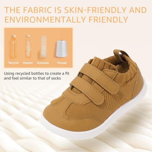 STQ KIDS Toddler Wide Toe Box Shoes Barefoot Boys Girls Sneakers Kids Tennis First Walking Zero Drop Daily Wear School Outdoor Breathable Comfort Brown Toddler Size 10 - Thumbnail 4