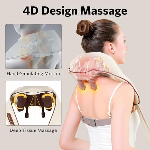 JoyLoop 3D Deep Tissue Neck and Shoulder Massager with Heat, Cordless Electric Shiatsu Back Massager, 6 Massage Nodes, 2 Wearable Modes, Portable for Office and Home Use - Thumbnail 6