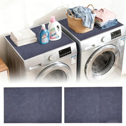 2 Pcs Washer and Dryer Topper 27" X 27" Washing Machine Covers for The Top Protector Mat with Rubber Bottom Non Slip Durable Laundry Countertop, Grey - Image 1