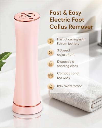 Electric Foot Callus Remover Rechargeable, Portable Electronic Foot File Pedicure Tools, Waterproof Foot Scrubber File, Professional Pedicure Kits, Foot Care for Dead Skin Ideal Gift - Thumbnail 3