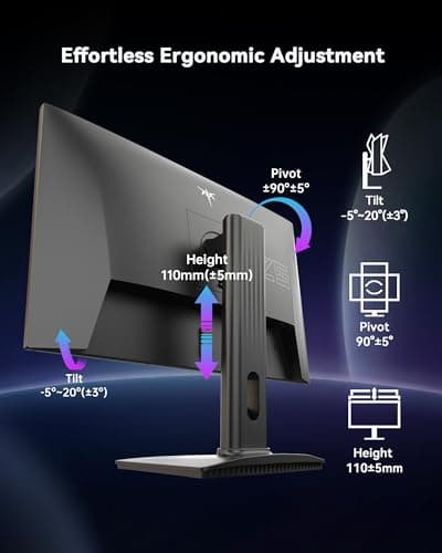 KTC 24.5 Inch 240Hz Gaming Monitor, FHD Computer Monitor Vertical 1080P, Fast IPS Panel, 1ms MPRT, Adaptive Sync, 94% DCI-P3, HDR 400, HDMI DP Ports, Tilt/Pivot/Height Adjustment, VESA Mount, H25T7-3 - Thumbnail 6