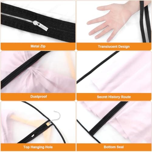 12 Pack Garment Bags 60 * 100cm, 40in PEVA Translucent Garment Covers, Suit Storage Bags, Dress Organizer Bags Used To Protect Shirts, Winter Coats, Jackets - Thumbnail 5