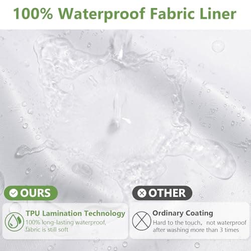 PILOTSHARK No Hook Waffle Weave Shower Curtain with Snap-in Fabric Liner,256GSM Heavy Duty Fabric Shower Curtain Set,Green Waterproof Washable Luxury Shower Curtain for Bathroom Stall (72x75 Inch) - Thumbnail 4
