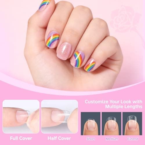 Ranrose 360pcs Kid Nail Tips for Girls 4-8 Years - Pre-Shaped Soft Gel Squared Oval Press on Nails for Kids,Half Matte Full Cover Fake Nail for Kids DIY Salon,Perfect for Birthday Parties,Holidays - Thumbnail 6