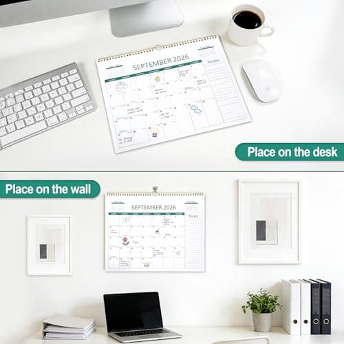 ANYZONE Desk Calendar 2026-2027, 18 Months Calendar from Jan. 2026 to Jun. 2027, 14.5" x 11.5" Desktop/Wall Monthly Calendar with Large Squares, Notes Section for Home, School, Office - Thumbnail 5