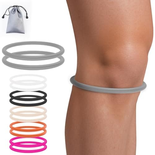 teyy 2PCS Patellar Tendon Support Strap for Knee Pain Relief, Keen Bands for Basketball, Running, Tennis, Soccer and Hiking, Silicone Patella Band for Women and Men, Includes Storage Bag (Gray)