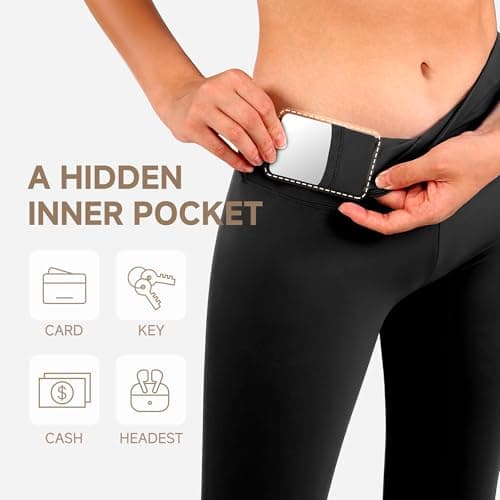 MXYMXY Buttery Soft High Waist Workout Black Leggings for Women 25" Inseam - Thumbnail 6