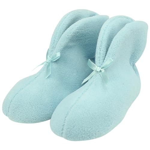 Slipper Boots, Forfoot Womens Winter Booties Slippers Coral Fleece Cozy Slip On Floor House Indoor Shoes Light Blue Non Slip Boot Slippers Size 7-8 - Image 1