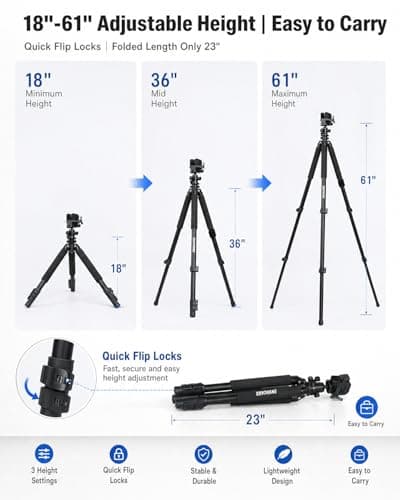 Shapakine 61” Aluminum Shooting Tripod with 360° Ball Head & Weight Hook – Arca-Swiss Rifle Saddle Clamp for Hunting, Heavy Duty Gun Rest w/Compass & Bubble Level (Prone to Standing) - Thumbnail 4