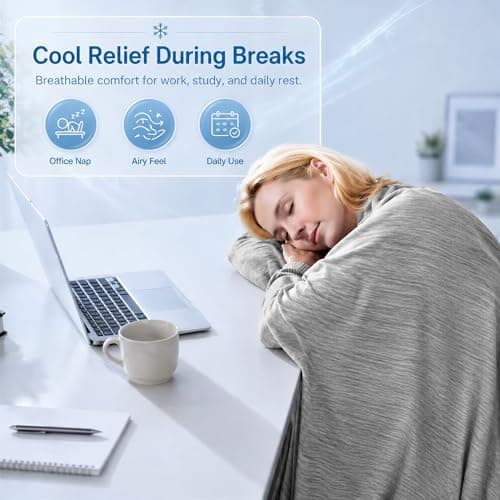 King Size Cooling Blanket for Hot Sleepers - Lightweight Breathable Cool Cold Blanket - Keep Cool for Night Sweats, Soft Thin Ice Blankets for Bed Couch Sofa, (Light Gray, 90"x108") - Thumbnail 6